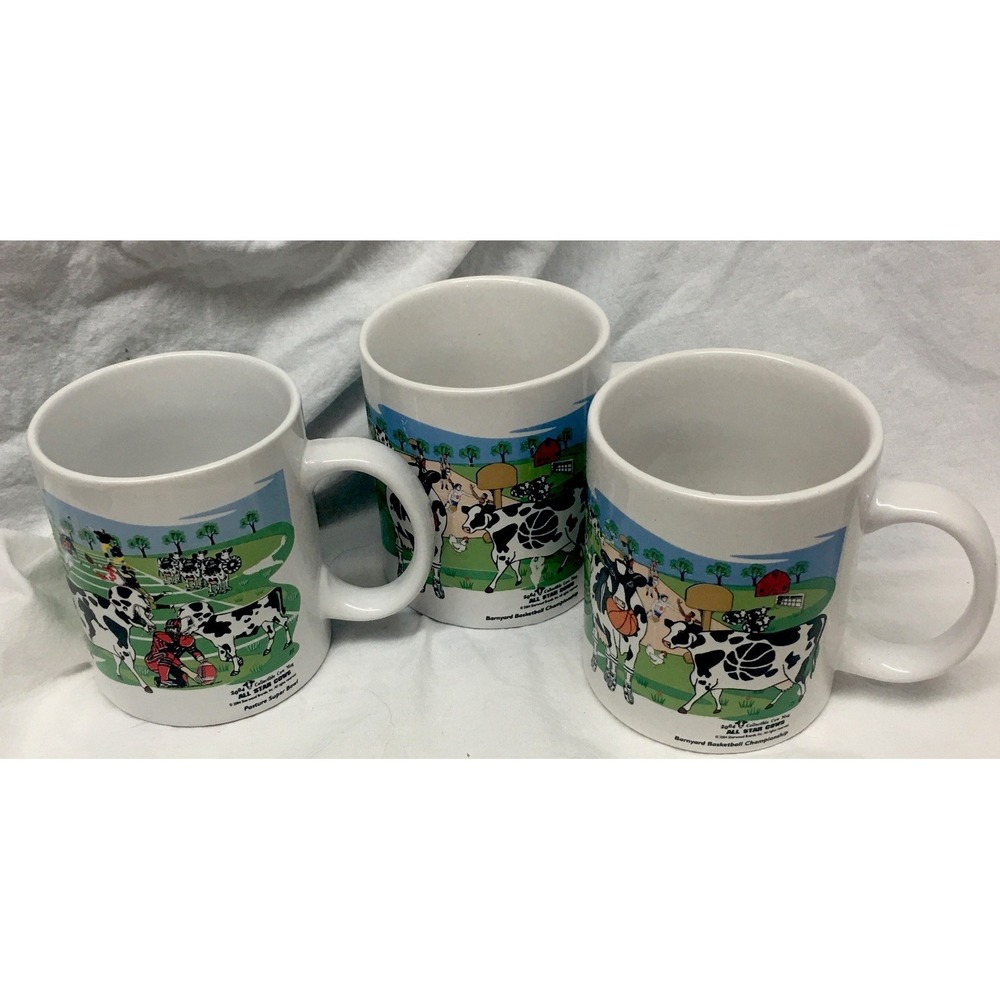 Sherwood Brands 2004 collectible cow mugs set of 3 10 oz